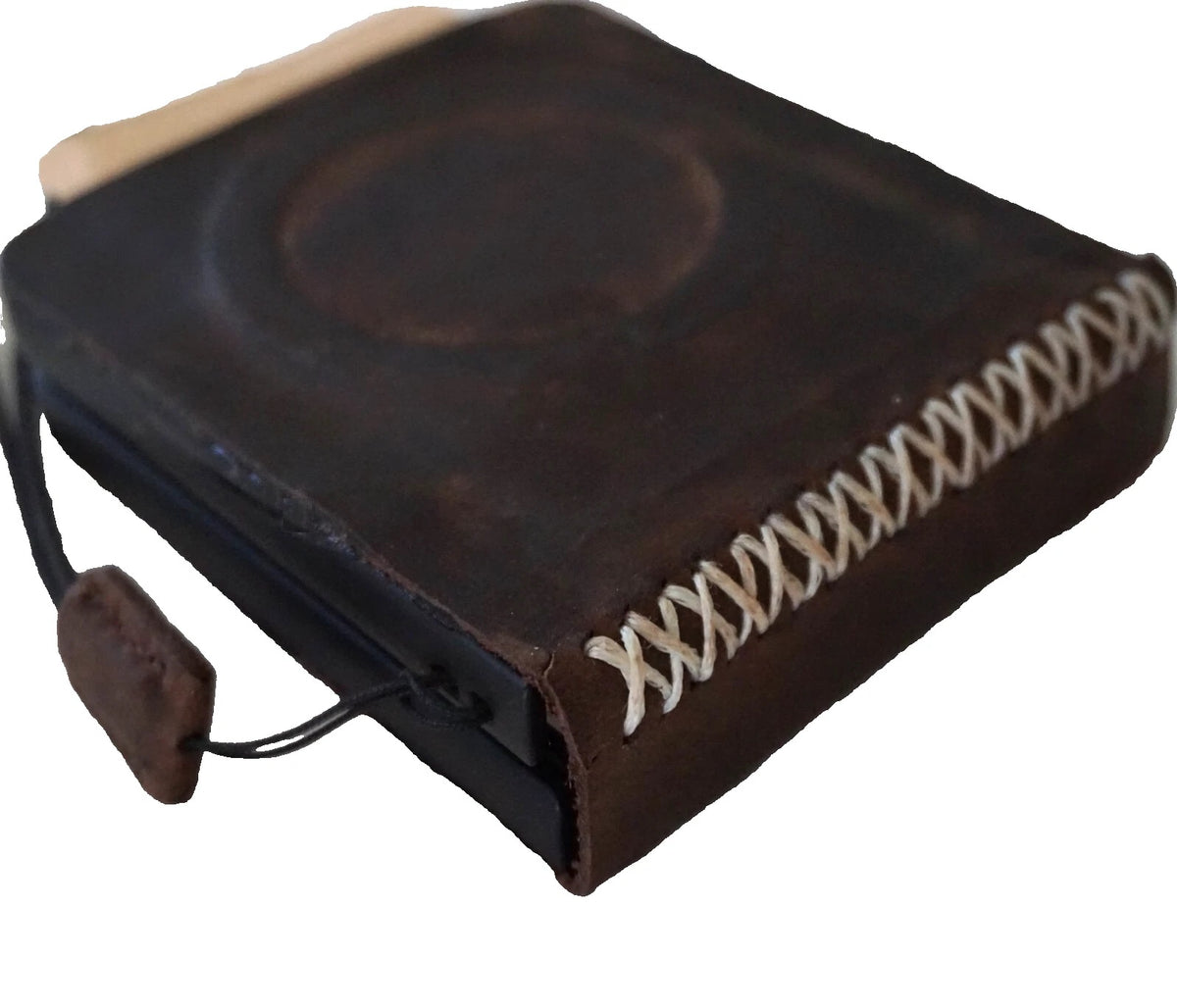 White genuine leather wallet book case for Galaxy Z Flip 3-7 by DAVISCASE, with white stitching and wireless charging compatibility.