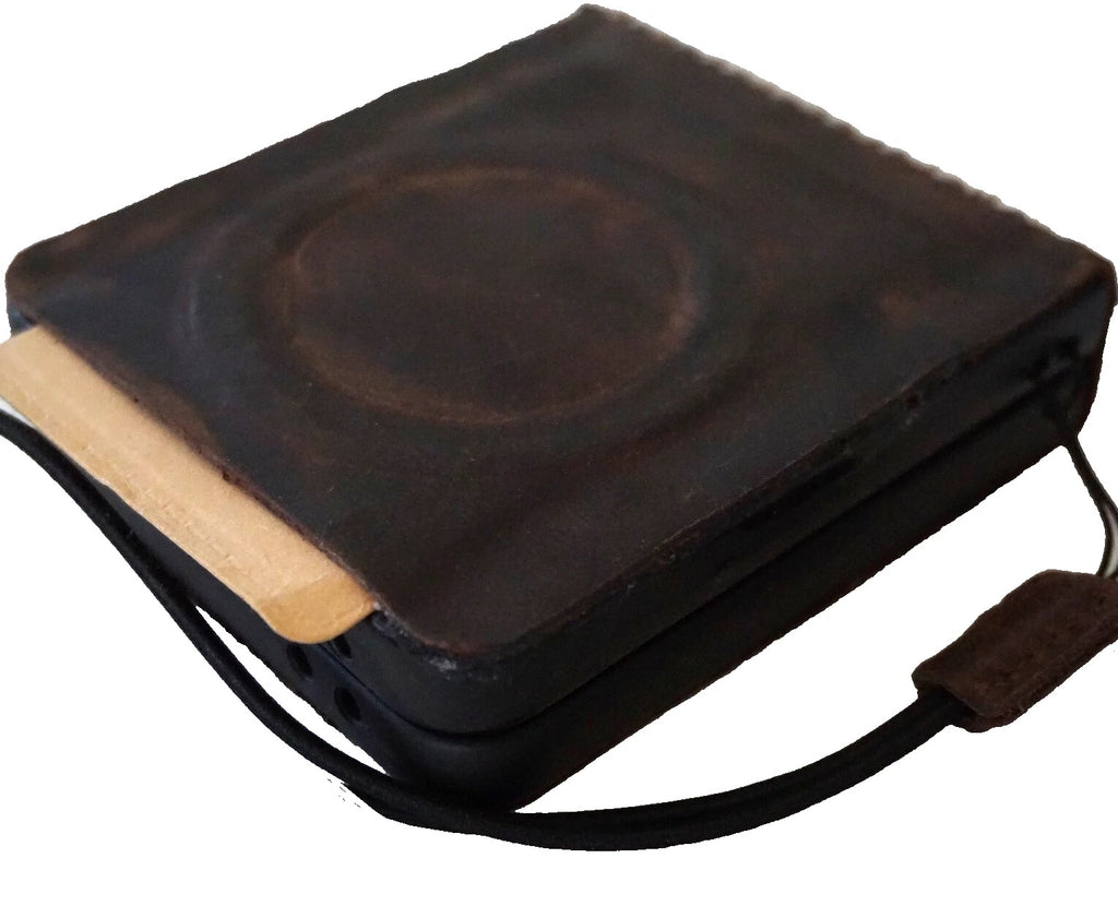 White stitched genuine leather wallet phone case for Galaxy Z Flip 3-7 by DAVISCASE, featuring wireless charging compatibility.