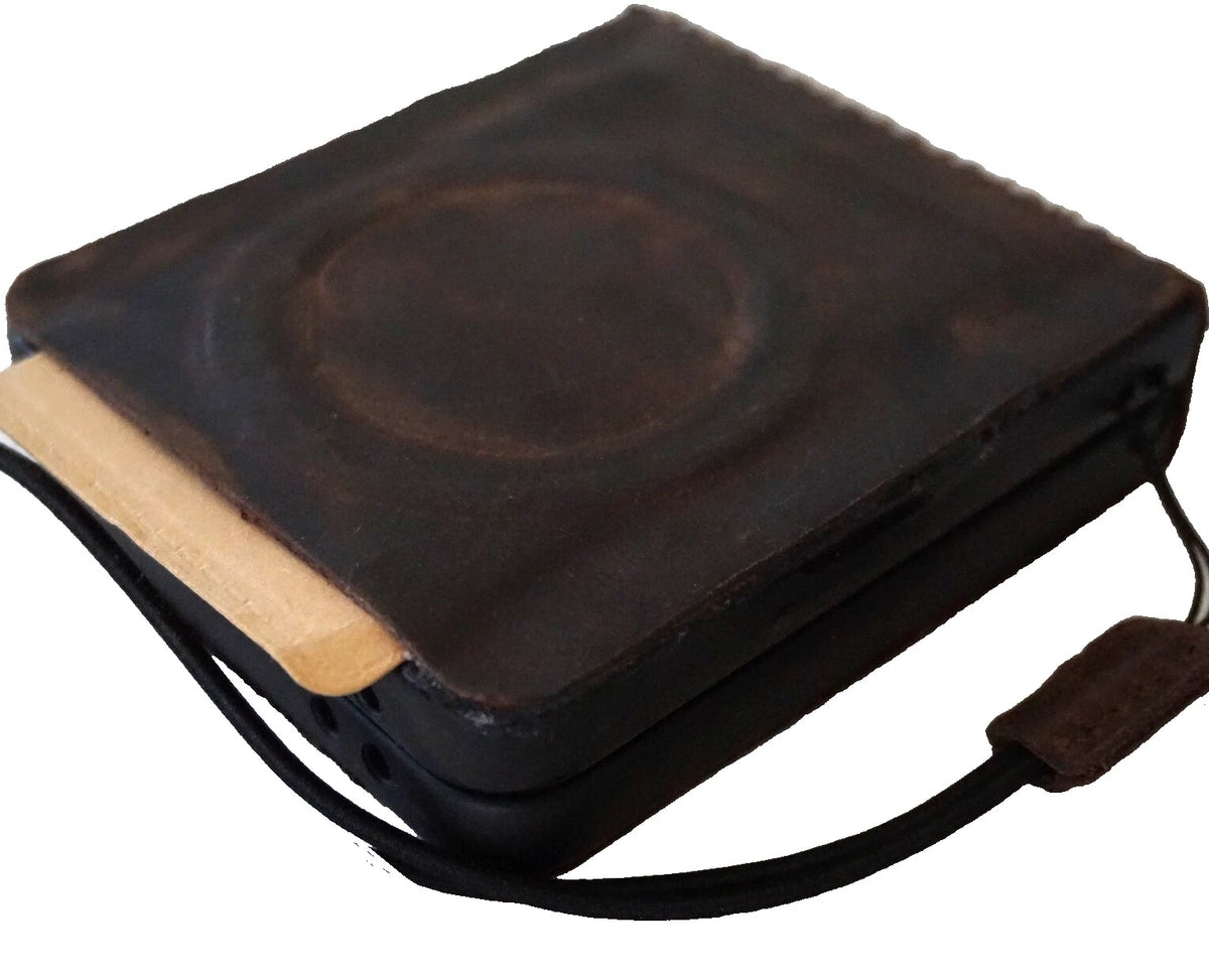 White stitched genuine leather wallet phone case for Galaxy Z Flip 3-7 by DAVISCASE, featuring wireless charging compatibility.