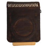 Étui en cuir véritable pour Galaxy Z Fold 3 4 5, portefeuille artistique, couverture rustique Vintage, sans fil, fait à la main, luxe, bricolage, Mini arbre de vie