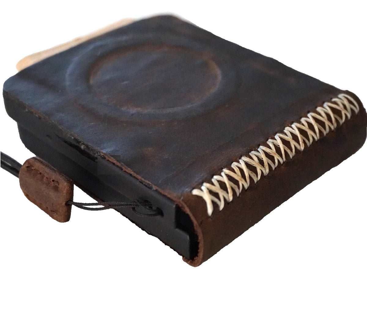 Handmade white leather wallet case for Galaxy Z Flip 3 4 5 6 7, with stitching and wireless charging compatibility.
