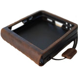 Étui en cuir véritable pour Galaxy Z Fold 3 4 5, portefeuille artistique, couverture rustique Vintage, sans fil, fait à la main, luxe, bricolage, Mini arbre de vie