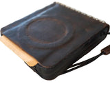 Étui en cuir véritable pour Galaxy Z Fold 3 4 5, portefeuille artistique, couverture rustique Vintage, sans fil, fait à la main, luxe, bricolage, Mini arbre de vie