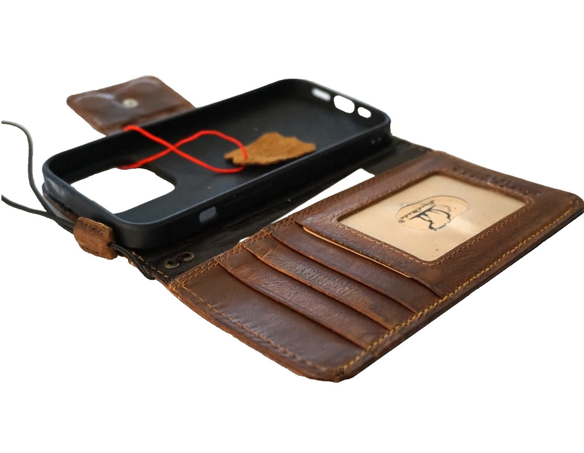 Genuine leather case for Google Pixel Fold by DAVISCASE, book wallet style with closure, featuring Indian cowboy luxury design.