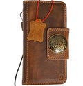 Handmade genuine leather phone case for iPhone 11-16 Pro Max with wallet design, magnetic closure, Indian cowboy style by DAVISCASE