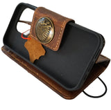 Genuine Leather Case For Apple iPhone13 12 11 14 15 16 16E Pro Max Wallet Book HandMade Limited Edition Magnetic Indian Cowboy