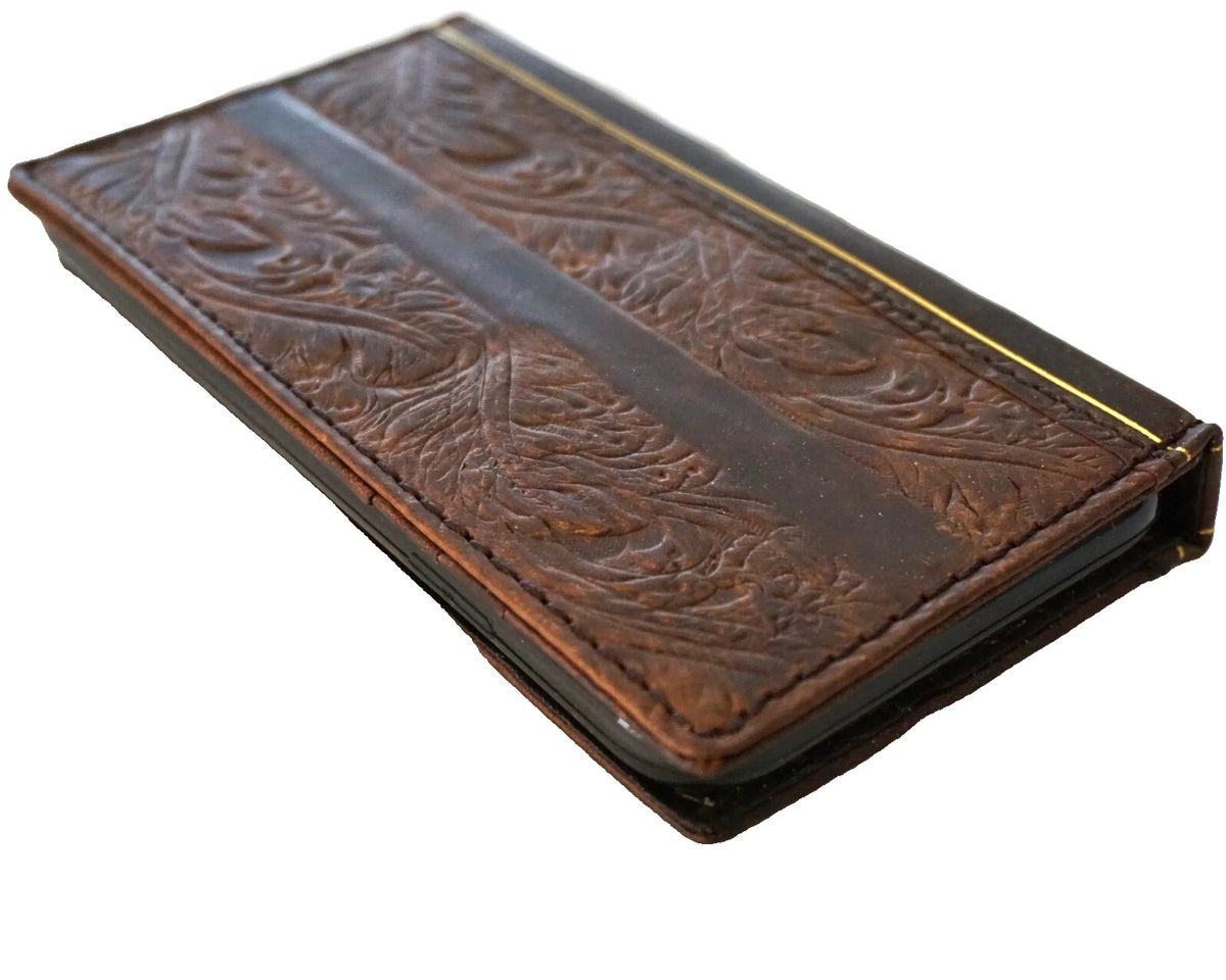 Handmade genuine leather phone case for Samsung Galaxy S21, S20, S22, S23 FE, Note 20, Z Fold 3, 4, 5, 6, 7 with wallet and vintage design.