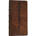 Handmade genuine leather phone case for Samsung Galaxy S20, S21, S22, S23, Note 20, and Z Fold 3-7, with wallet and vintage Bible design.