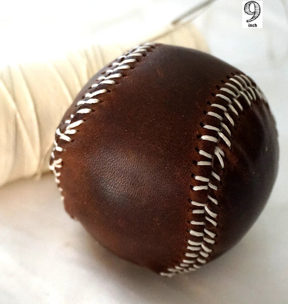 Genuine Leather baseball HandMade Sewing with thread and needle Vintage Red Ball Gift