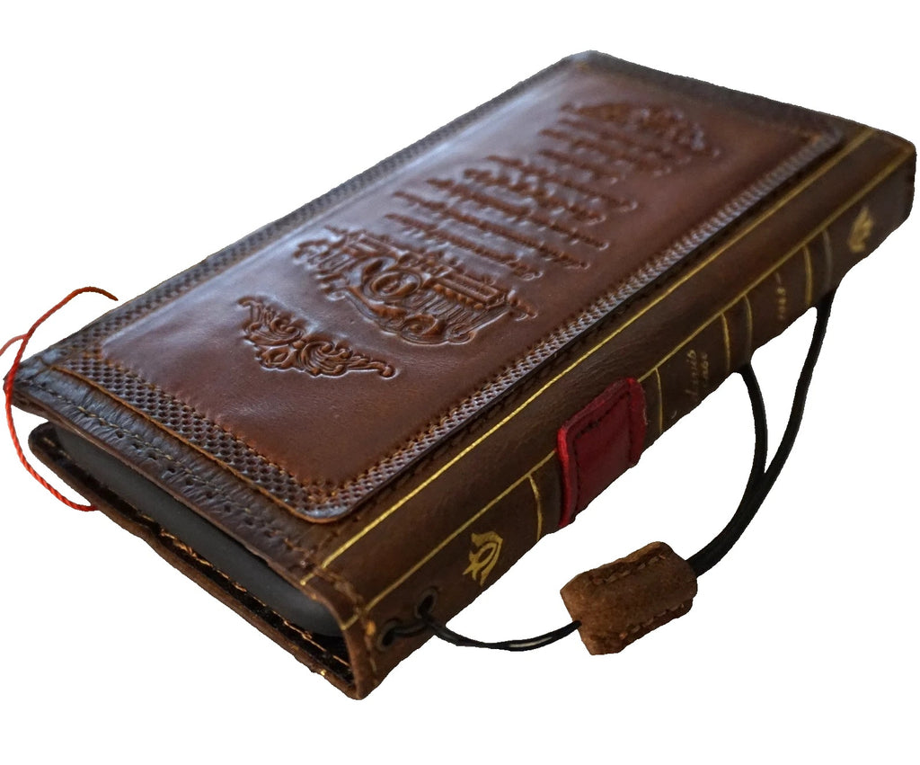 Handmade genuine leather phone case by DAVISCASE for Galaxy S21, S22, S23, Note Z Fold 4, with coarse seam in tan red.