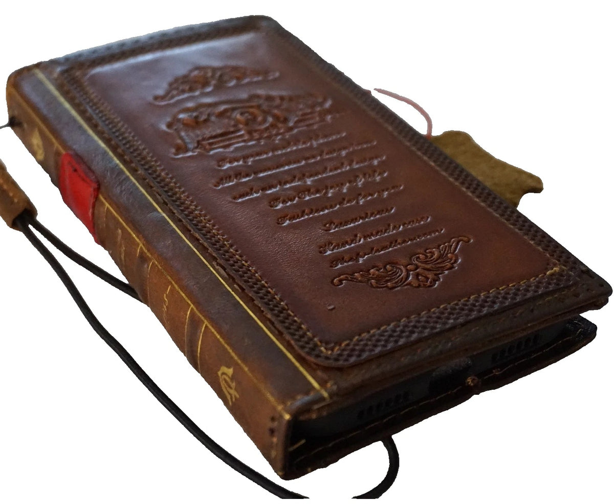 Handmade genuine leather phone case for Samsung Galaxy S and Note series, with coarse seam design in tan red, by DAVISCASE.