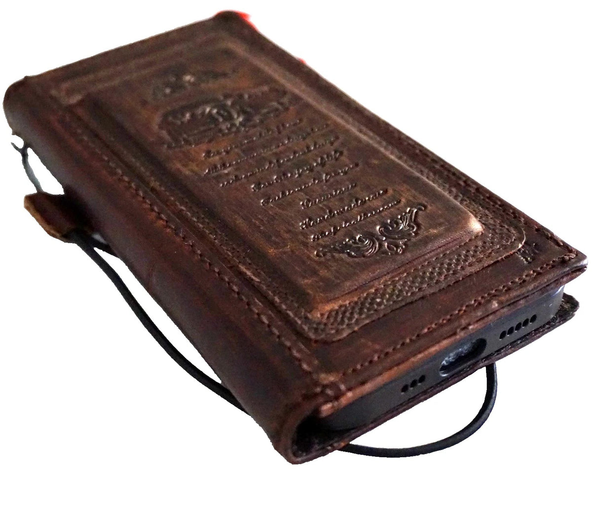 Handmade genuine leather phone case by DAVISCASE for Galaxy S26, S24, S25 Ultra, Z Fold 5, 6, 7 Edge with coarse seam detail