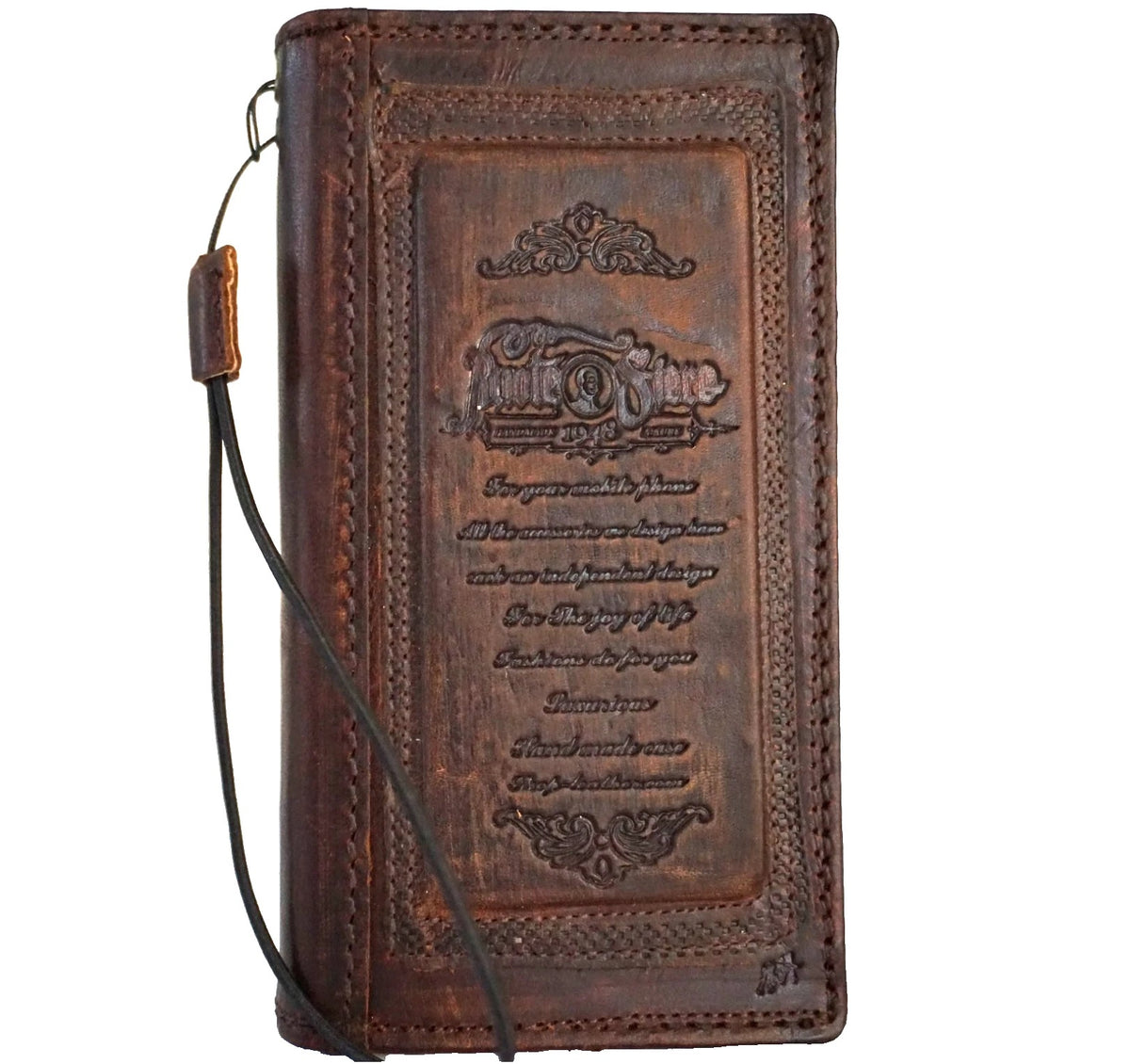 Handmade genuine leather phone case for Galaxy S26, S24, S25 Ultra, Z Fold 5, 6, 7 Edge, featuring coarse seam design.