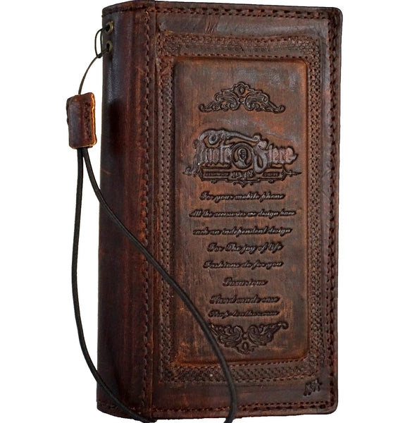 Genuine Leather Case For Apple iPhone 16 12 13 14 15 Pro Max 8 Plus Bible Crafts SE Wallet Book Mini Diy HandMade Feathers 16E 3D
