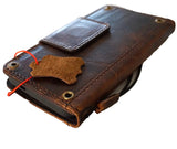 Genuine Leather Case For Apple iPhone 12 13 14 15 16 16E Pro Max Wallet Book Hand Made Limited Edition Magnetic Cooper Holes
