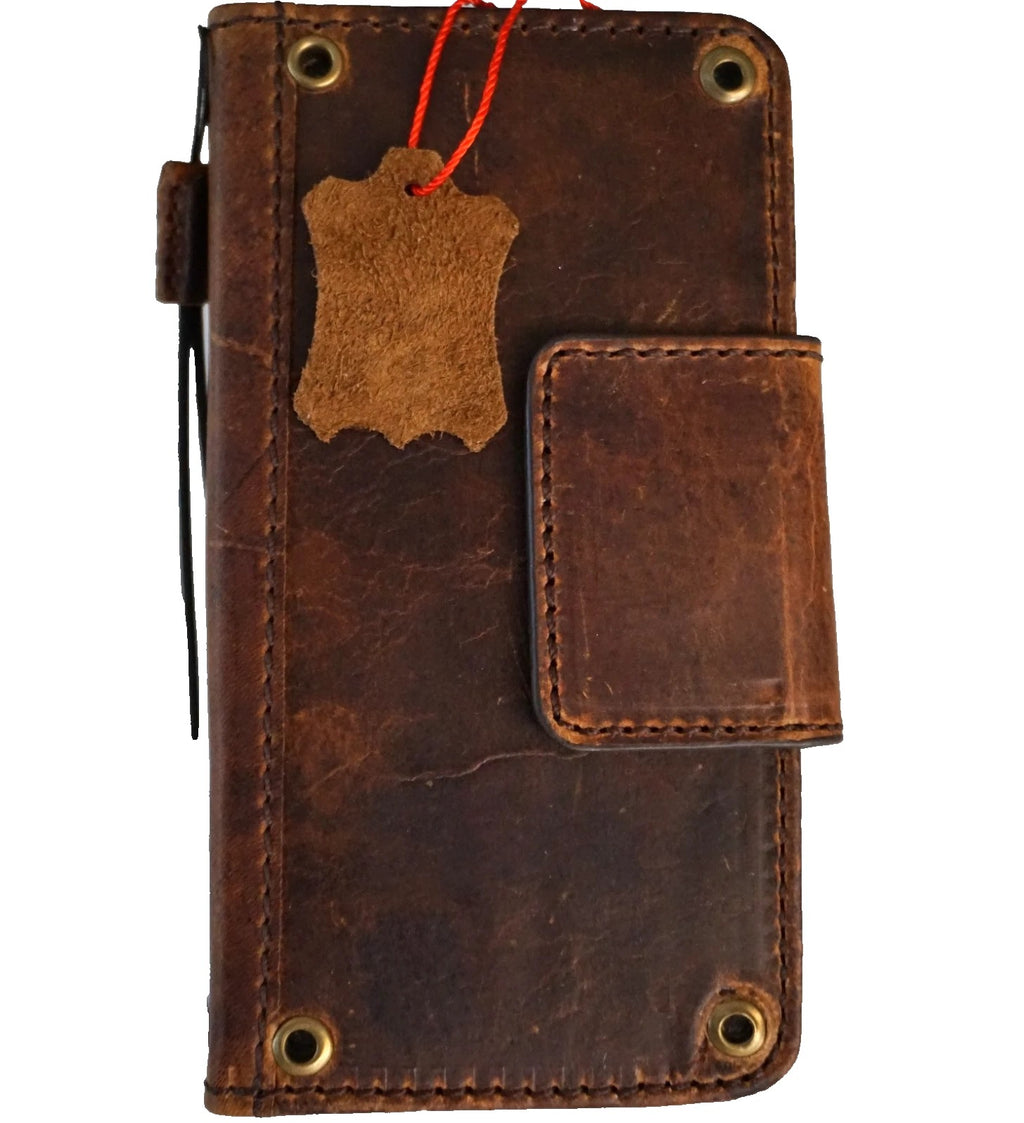 Handmade genuine leather phone case for Apple iPhone 17, 12, 13, 14, 15, 16, and Pro Max, with magnetic closure and wallet design.