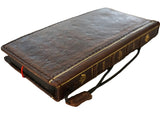 Genuine Leather For Galaxy s22 s21 s20 S23 S24 S25 Ultra FE Note Z Fold 3 4 5 6 7 Edge Case Plus Wallet Coarse Seam Hand Made Bible Book