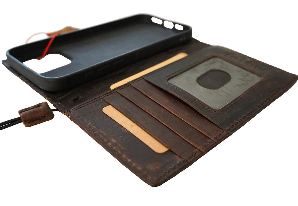 Handmade genuine leather phone case for Samsung Galaxy S21, S22, S23, S24 Ultra, Note, Z Fold with coarse seam design by DAVISCASE
