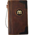 Handmade genuine leather phone case for Apple iPhone models, featuring a football wallet book cover design by DAVISCASE.