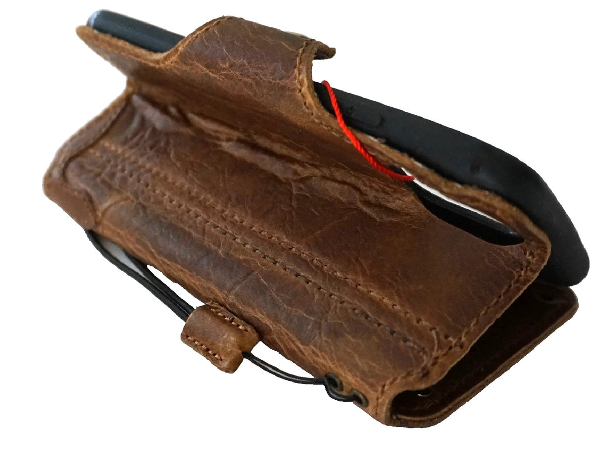 Handmade DAVISCASE genuine leather wallet case for Galaxy S24, S25, Z Fold 6, Note 20 Ultra, with clasp and oiled finish.