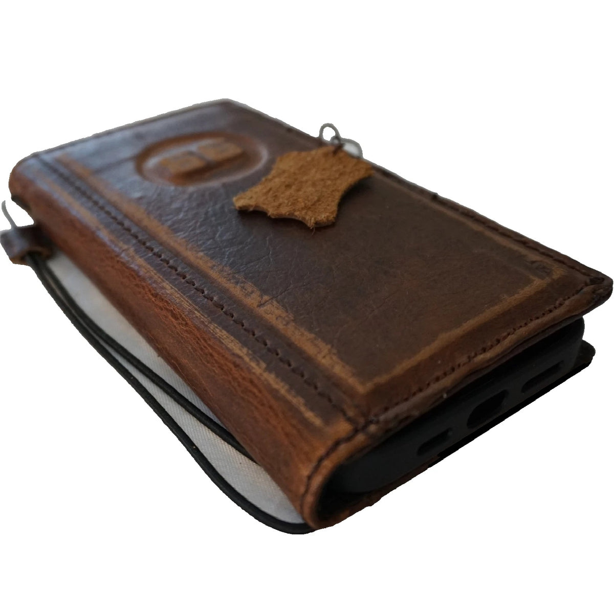 Handmade genuine leather phone case for Galaxy S26, S24, S25 Ultra, Note Z Fold 4-7 with wallet design by DAVISCASE.