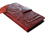 Genuine Leather Case Wallet For Apple iPhone 17 14 15 Pro Max Air Plus Book Vintage Handmade  Style Cover wrinkled  Luxury Red