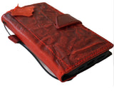Genuine Leather Case Wallet For Apple iPhone 17 14 15 Pro Max Air Plus Book Vintage Handmade  Style Cover wrinkled  Luxury Red