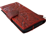 Genuine Leather Case Wallet For Apple iPhone 17 14 15 Pro Max Air Plus Book Vintage Handmade  Style Cover wrinkled  Luxury Red