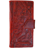 Genuine Leather Case Wallet For Apple iPhone 17 14 15 Pro Max Air Plus Book Vintage Handmade  Style Cover wrinkled  Luxury Red