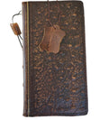 Handmade genuine leather phone case for iPhone 14-17 Pro Max, Bible Crafts Wallet Book style, DAVISCASE ostrich design.