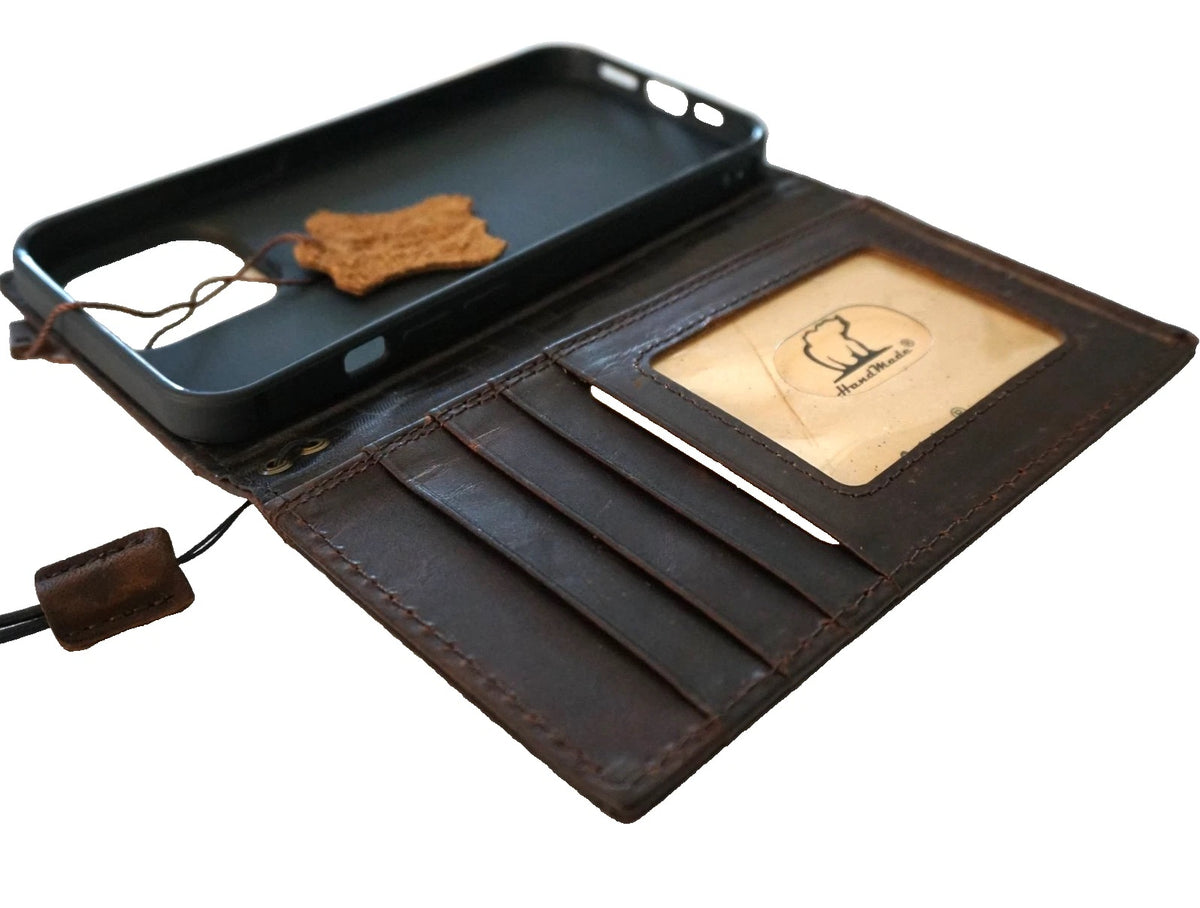 Genuine leather DAVISCASE wallet case for Google Pixel 11, 10, 10A, 9 Pro XL with Bible book design and ostrich stamp details.