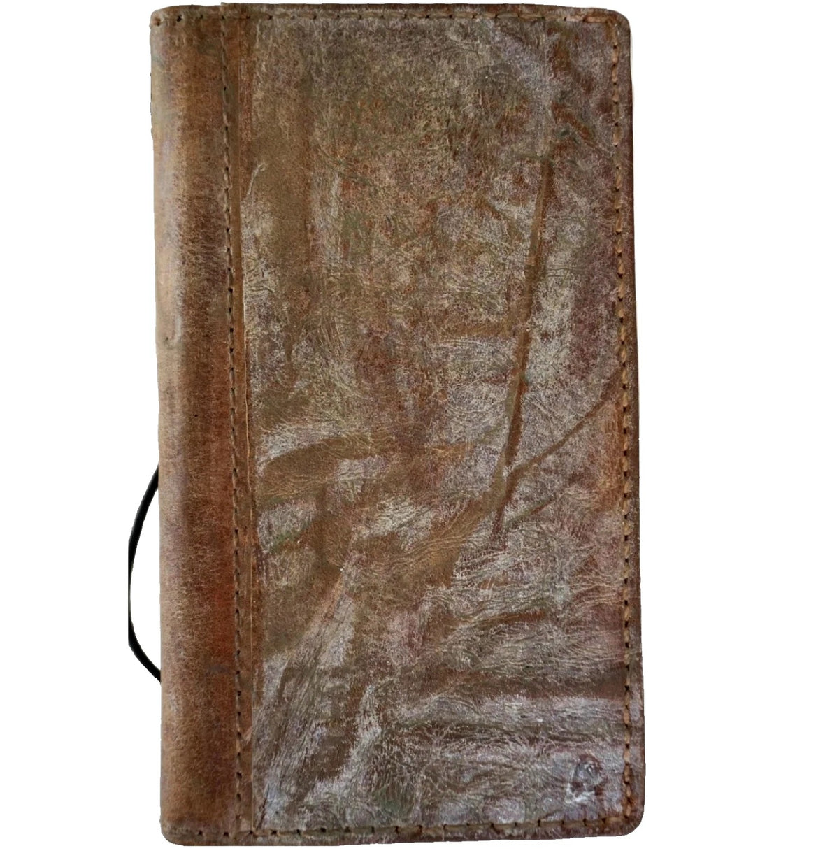 Handmade genuine leather phone case for iPhone 13-17 Pro Max, 8 Plus, with wallet features, by DAVISCASE.