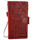 Genuine Leather Case Wallet For Apple iPhone 17 14 15 Pro Max Air Plus Book Vintage Handmade  Style Cover wrinkled  Luxury Red