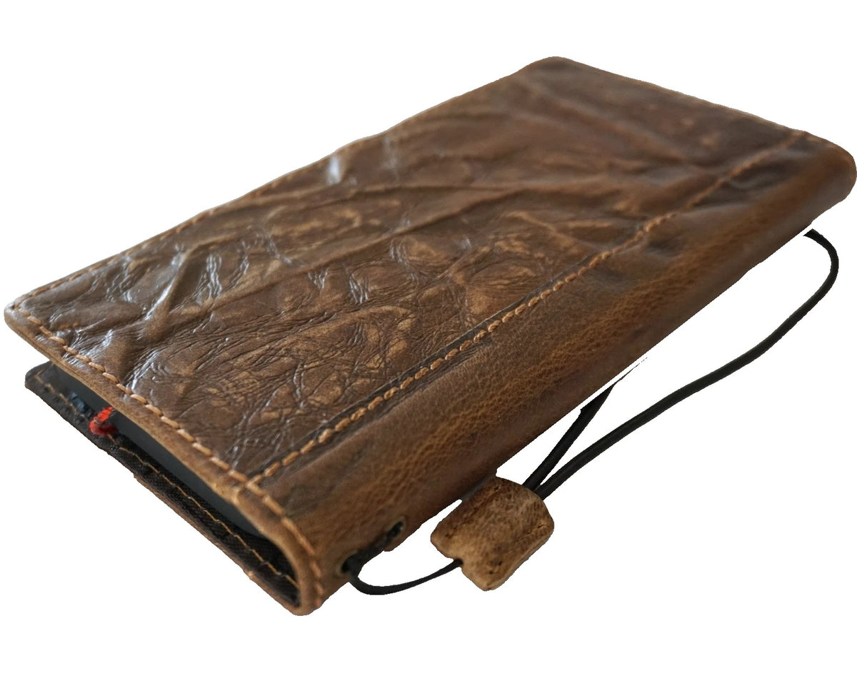 DavisCase genuine leather Galaxy S26, S25, S23, S24 Ultra wallet case with Z Fold design, tan oiled finish, and pen holder.
