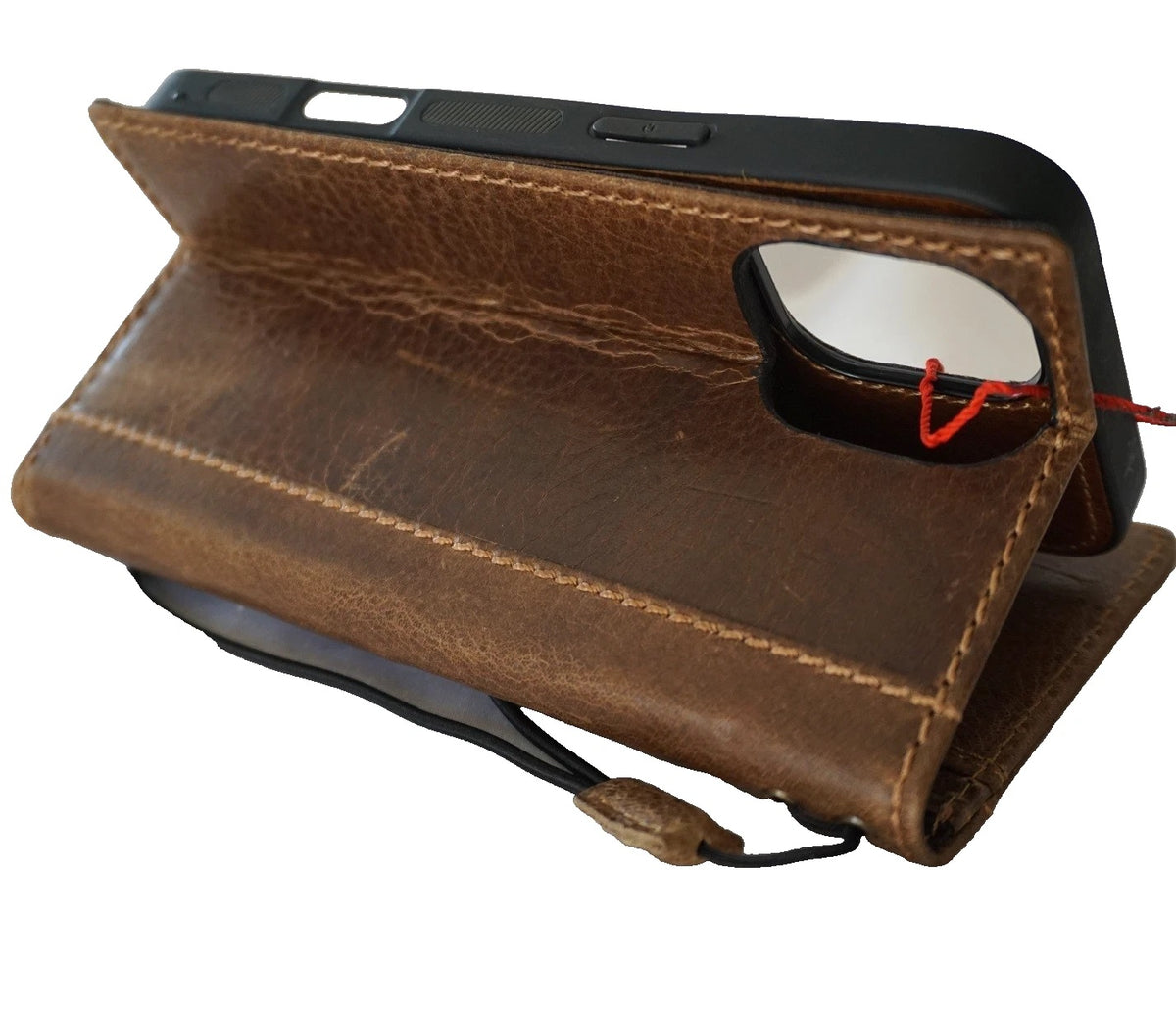 Handmade genuine leather phone case for iPhone 17, 13, 14, 15, 16, 16E, Pro Max, 8 Plus with wallet and pen holder by DAVISCASE.