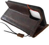 Genuine Leather Case For Apple iPhone 16 13 14 15 16E 17 Pro Max Air Wallet Book Cover luxury Mini HandMade Diy 17E