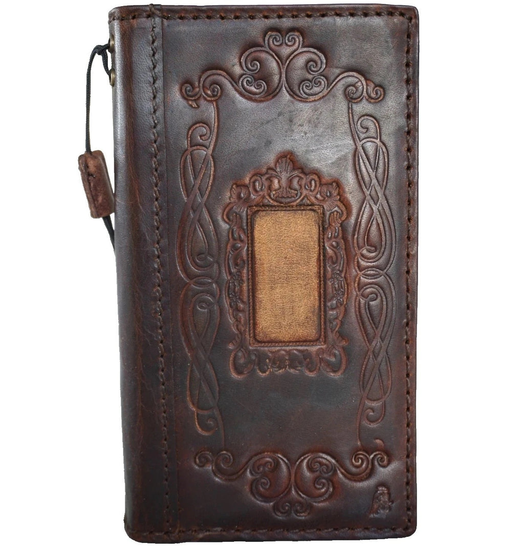 Handmade genuine leather phone case for iPhone 14-17 Pro Max by DAVISCASE, featuring a book-style wallet design in luxury leather.