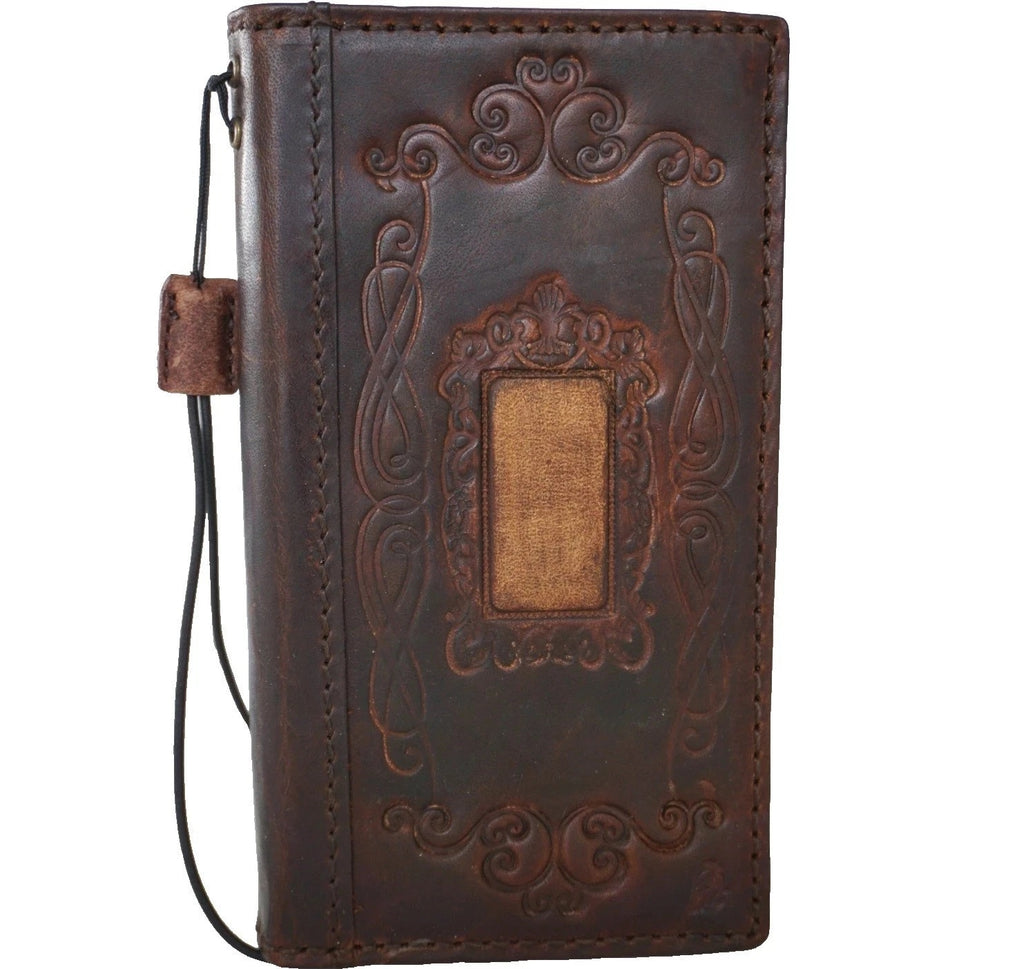 Handmade genuine leather phone case for Apple iPhone 14-17 Pro Max, with a Bible book design, crafted by DAVISCASE.