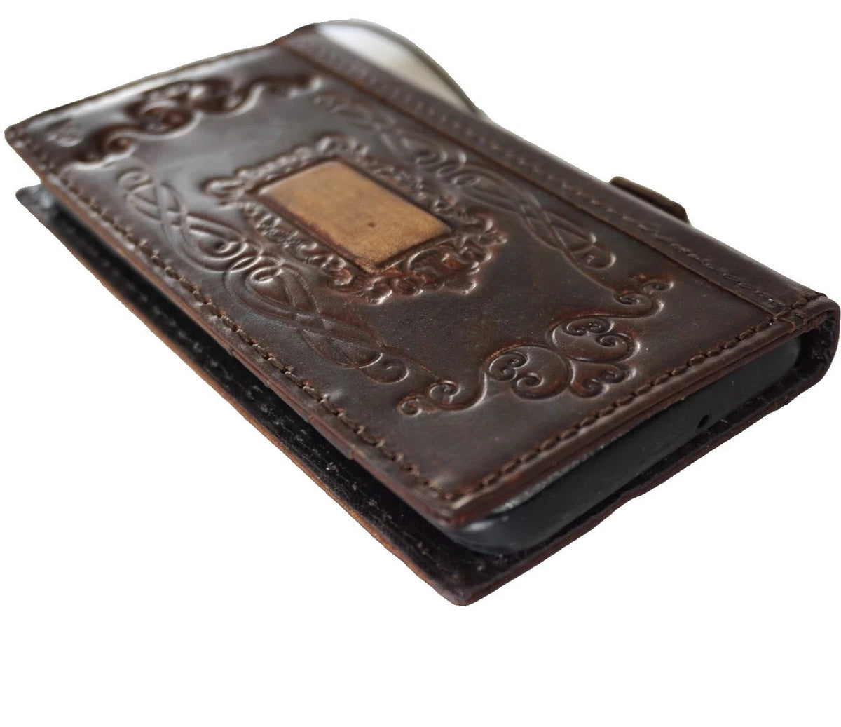 Genuine leather Bible book wallet case for Google Pixel 11, 10, 9 Pro XL by DAVISCASE, full grain oiled leather with stamp detail