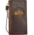 Handmade genuine leather phone case by DAVISCASE for Galaxy S26, S24, S25, Fold 3-7 Ultra, featuring a Tree of Life art design.