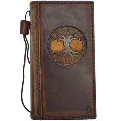 Genuine Leather For Galaxy S26 S24 S25 Edge FE Fold 3 4 5 6 7 Ultra Case Plus Art Wallet Book Style Tree Of Life Credit Cover Luxury