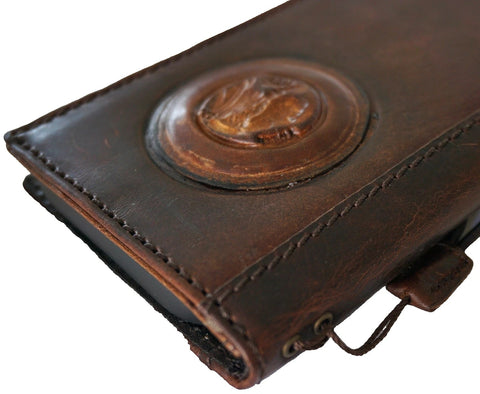Genuine Leather Case For Apple iPhone 16 17 14 15 16E Pro Max Wallet Book Cover luxury Mini Hand Made Dark 17e Alexander
