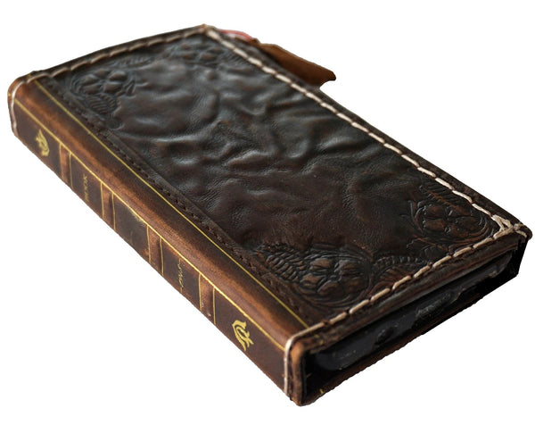 Genuine Leather Case For Apple iPhone 16 17 15 Pro Max Air Plus Bible Crafts Wallet Book Mini Diy HandMade Feathers 3D special