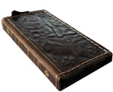 Genuine Leather Case For Apple iPhone 16 17 15 Pro Max Air Plus Bible Crafts Wallet Book Mini Diy HandMade Feathers 3D special