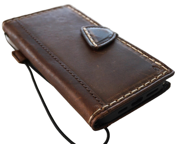 Genuine Leather Case For Apple iPhone 17 15 16 16E Pro Max Wallet Book HandMade Limited Edition Magnetic Seam D