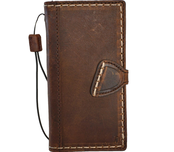 Genuine Leather For Galaxy S26 S25 S23 S24 Ultra Note Edge FE Case Plus Wallet Book Z Fold 3 4 5 6 7 Cover Luxury Tan Seam D Strong magnet