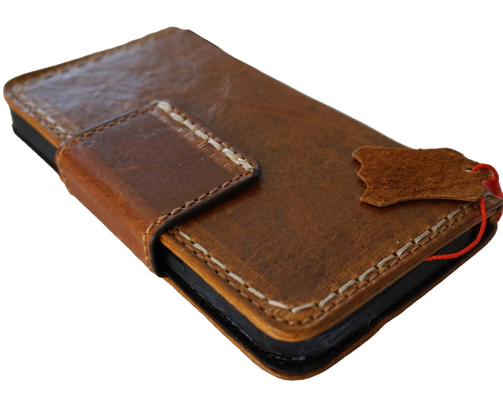 Genuine Leather For Galaxy S26 S25 S23 S24 Ultra Note Edge FE Case Plus Wallet Book Z Fold 3 4 5 6 7 Cover Luxury Tan Seam Oiled
