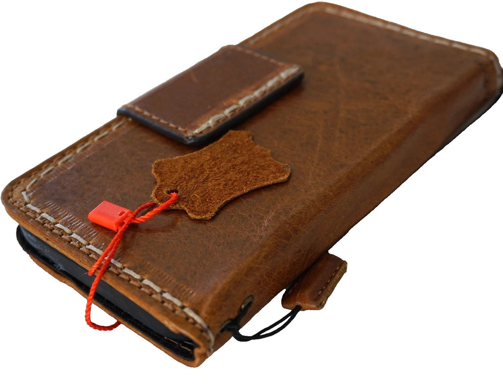Genuine Leather For Galaxy S26 S25 S23 S24 Ultra Note Edge FE Case Plus Wallet Book Z Fold 3 4 5 6 7 Cover Luxury Tan Seam Oiled