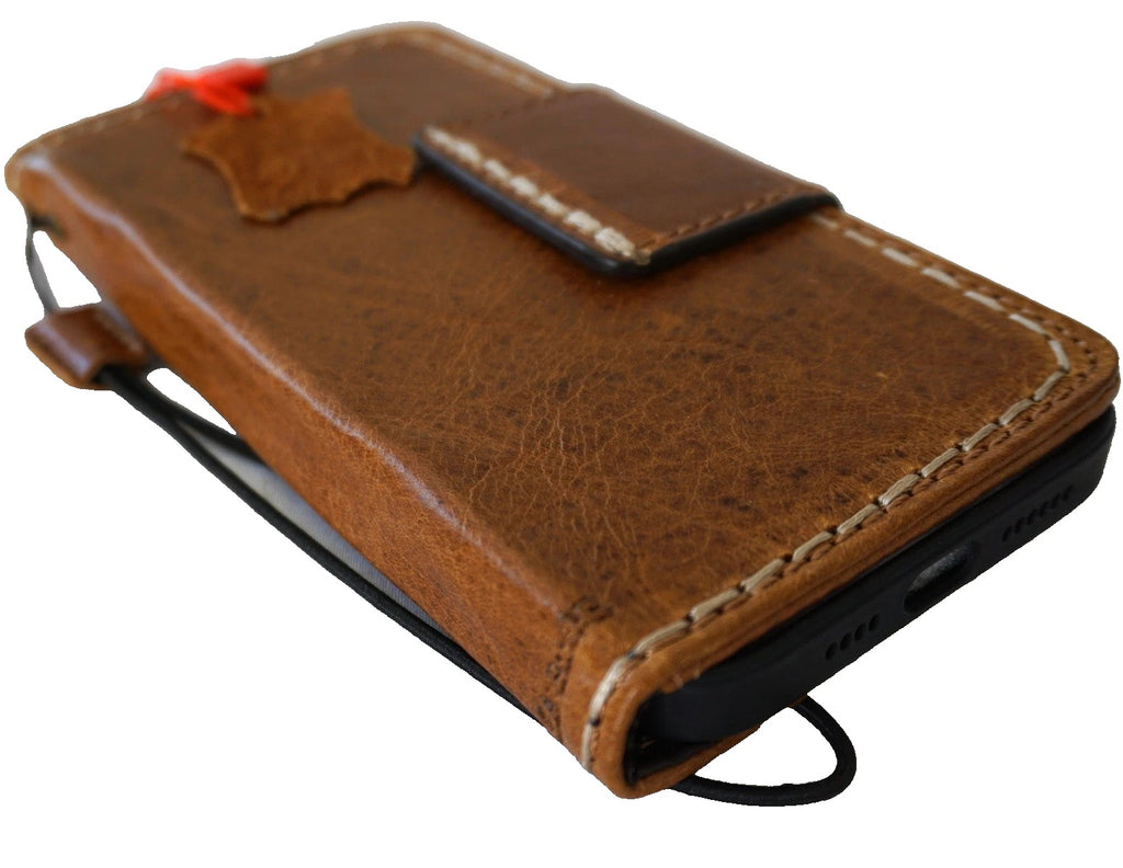 Genuine Leather For Galaxy S26 S25 S23 S24 Ultra Note Edge FE Case Plus Wallet Book Z Fold 3 4 5 6 7 Cover Luxury Tan Seam Oiled