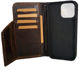 Genuine Leather Case For Apple iPhone 17 15 16 16E Pro Max Wallet Book HandMade Limited Edition Magnetic Seam 3D